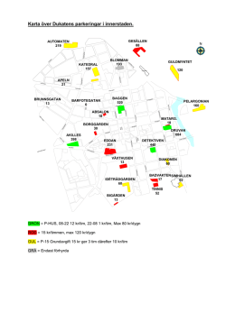 Karta över Dukatens parkeringar i innerstaden.