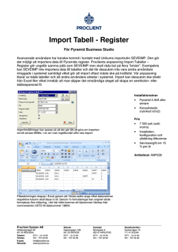 Import Tabell - Register