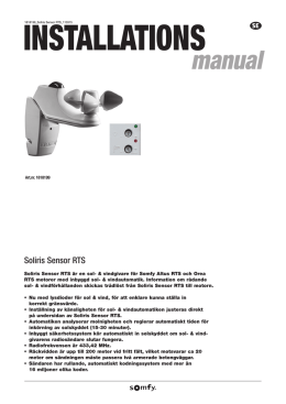 Installation & Användarmanual Soliris Sensor RTS