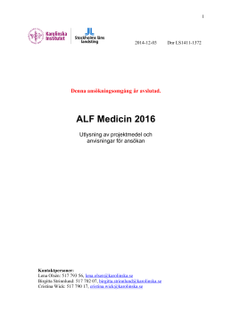 Utlysning och anvisningar - ALF