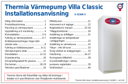 Thermia Värmepump Villa Classic Installationsanvisning S-52369-5