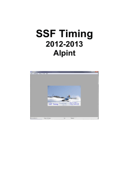 SSF Timing Manual Alpint 2012-2013