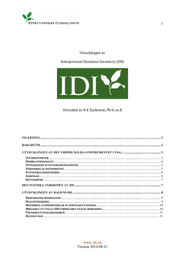 Utvecklingen av Interpersonal Dynamics Inventory 2014-2