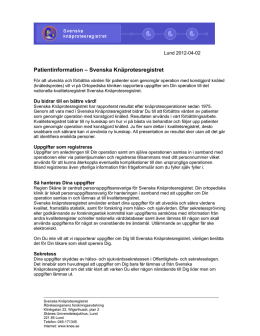 Patientinformation – Svenska Knäprotesregistret