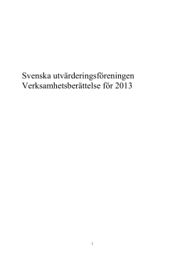 Verksamhetsberättelse - Svuf - Svenska Utvärderingsföreningen