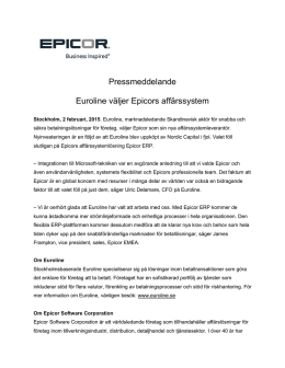 Pressmeddelande Euroline väljer Epicors affärssystem