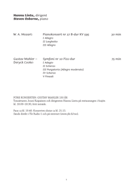 W. A. Mozart: Pianokonsert nr 27 B-dur KV 595 30 min Gustav