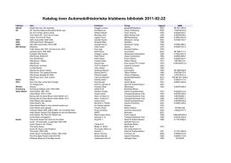 Katalog över Automobilhistoriska klubbens bibliotek 2011-02-22