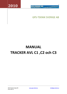 MANUAL TRACKER AVL C1 ,C2 och C3 2010 - GPS