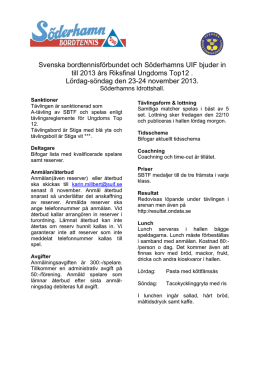 Svenska bordtennisförbundet och Söderhamns UIF bjuder in till