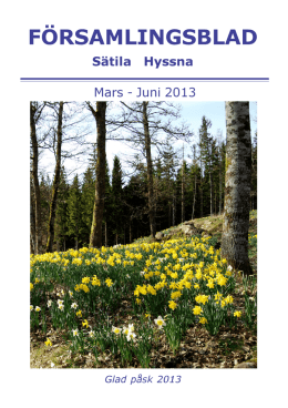 FÖRSAMLINGSBLAD - Välkommen till Sätila och Hyssna församlingar