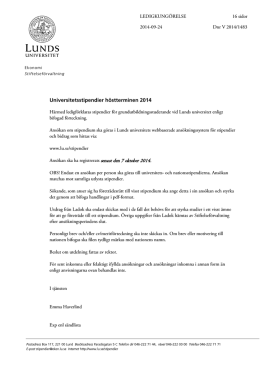 Universitetsstipendier vårterminen 2000 - Lund University