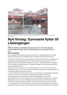 Nytt förslag: Gymnasiet flyttar till Lästengången