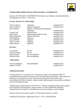 verksamhetsberättelse för stockby vägförening 2011/2012