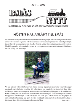 BMÅS-NYTT Nr 3 2014 - Borås Miniatyrånglokssällskap