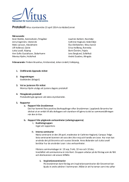 Protokoll Nitus styrelsemöte 23 april 2014 via AdobeConnet