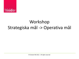 Workshop – strategiska mål