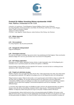 141007 protokoll - Hållbar Utveckling Skåne
