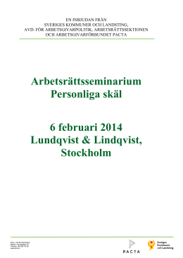 Seminarium om Personliga skäl 6 februari 2014 Stockholm