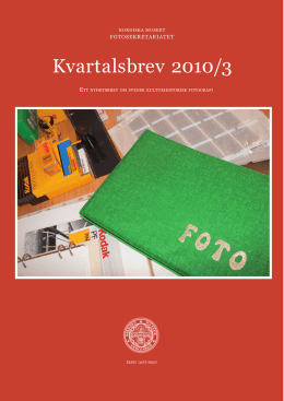 Kvartalsbrev 2010/03 - Kulturhistorisk fotografi