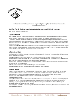 Avgifter för förskoleverksamhet och skolbarnomsorg i Malmö
