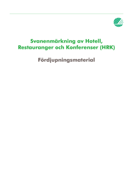 Svanenmärkning av Hotell, Restauranger och Konferenser (HRK