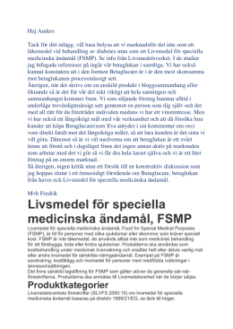 Livsmedel för speciella medicinska ändamål, FSMP
