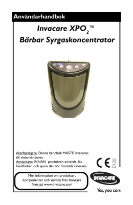 Invacare XPO ™ Bärbar Syrgaskoncentrator
