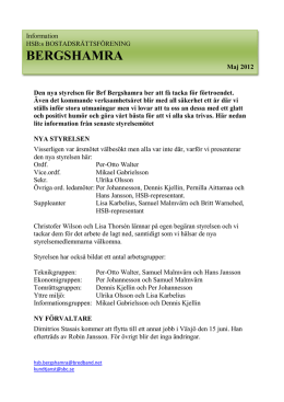 Info maj 2012 - Brf Bergshamra i Solna