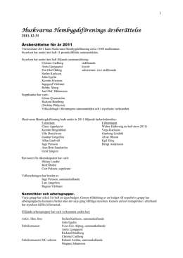 Årsberättelse 2011 - Huskvarna Hembygdsförening