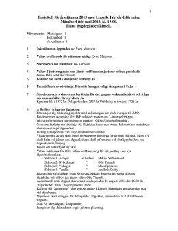 Protokoll för årsstämma 2013 med Linsells Jaktvårdsförening