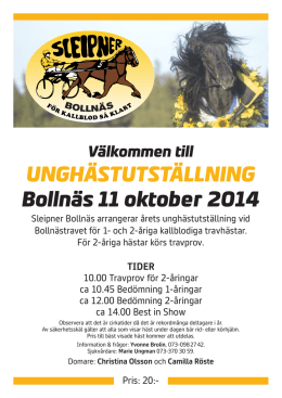 UNGHÄSTUTSTÄLLNING Bollnäs 11 oktober 2014