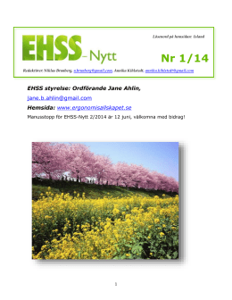 EHSS-Nytt 2014:1