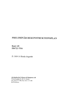 Prel rekonstruktionsplan.pdf - Advokatbyr&aring;n Eriksson & Bengtsson