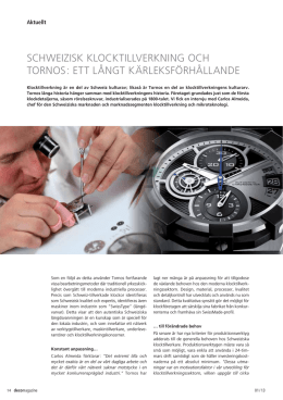 schweizisk klocktillverkning och tornos : ett långt kärleksförhållande