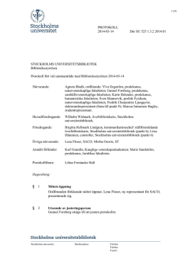 Protokoll 2014-03-14 - Stockholms universitetsbibliotek