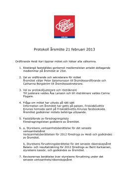 Protokoll årsmöte 21 februari 2013