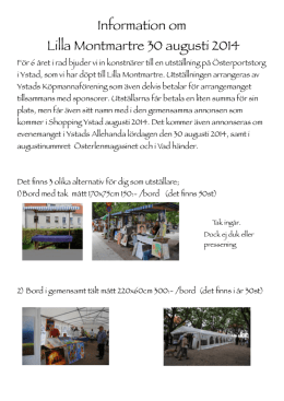 Information och anmälan Lilla Montmartre 2014