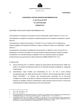Rekommendation om utdelningsregler (ECB/2015/12)