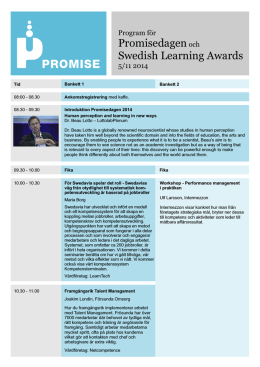 Program Promisedagen och Swedish Learning Awards, 140918g