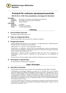 Protokoll från styrelsemöte, 2012-01-26