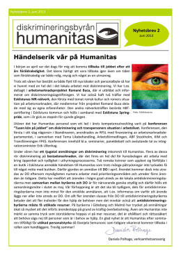 Händelserik vår på Humanitas Nyhetsbrev 2