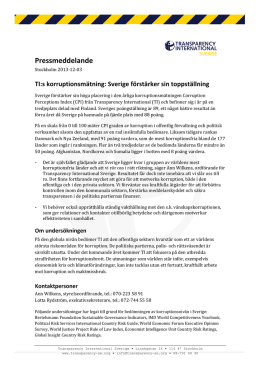 Pressmeddelande - Transparency International Sverige