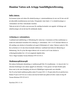 Inför vintern (pdf fil) - Humlan Vatten & Avlopp