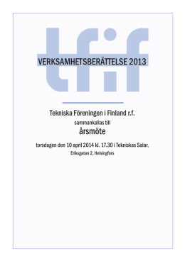 TFiF:s verksamhetsberättelse 2013