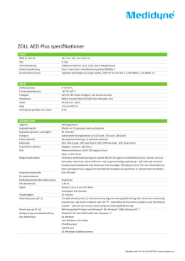 ZOLL AED Plus specifikationer - Ett Hjärtsäkert Skaraborg AB