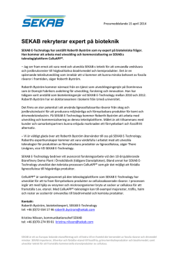 SEKAB rekryterar expert på bioteknik (PDF)