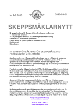 SKEPPSMÄKLARNYTT - Sveriges Skeppsmäklareförening
