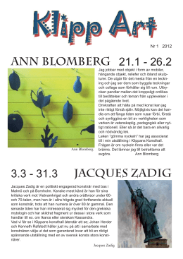 Ann Blomberg Jacques Zadig 21.1 - 26.2 3.3