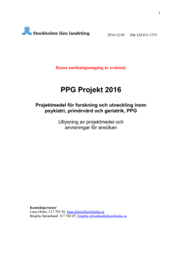 1. PPG Projekt 2016 - ALF - Stockholms läns landsting
